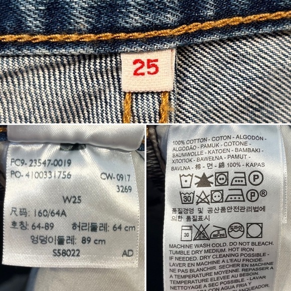 Levi’s Button Fly Cutoff Jean Shorts Size 25 Leather Patch - Picture 8 of 8